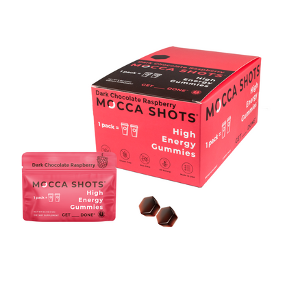 Mocca Shots Energy Gummies with Caffeine Dark Chocolate Raspberry 12